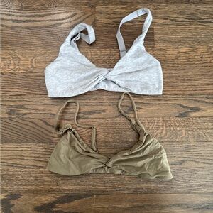 Skims twist front skimpy bralette duo bundle small/XS in green and grey